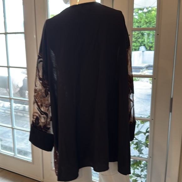 Vintage Spencer Alexis Asian Inspired Black Multi Velvet Burnout Kimono Size XL - Picture 5 of 9